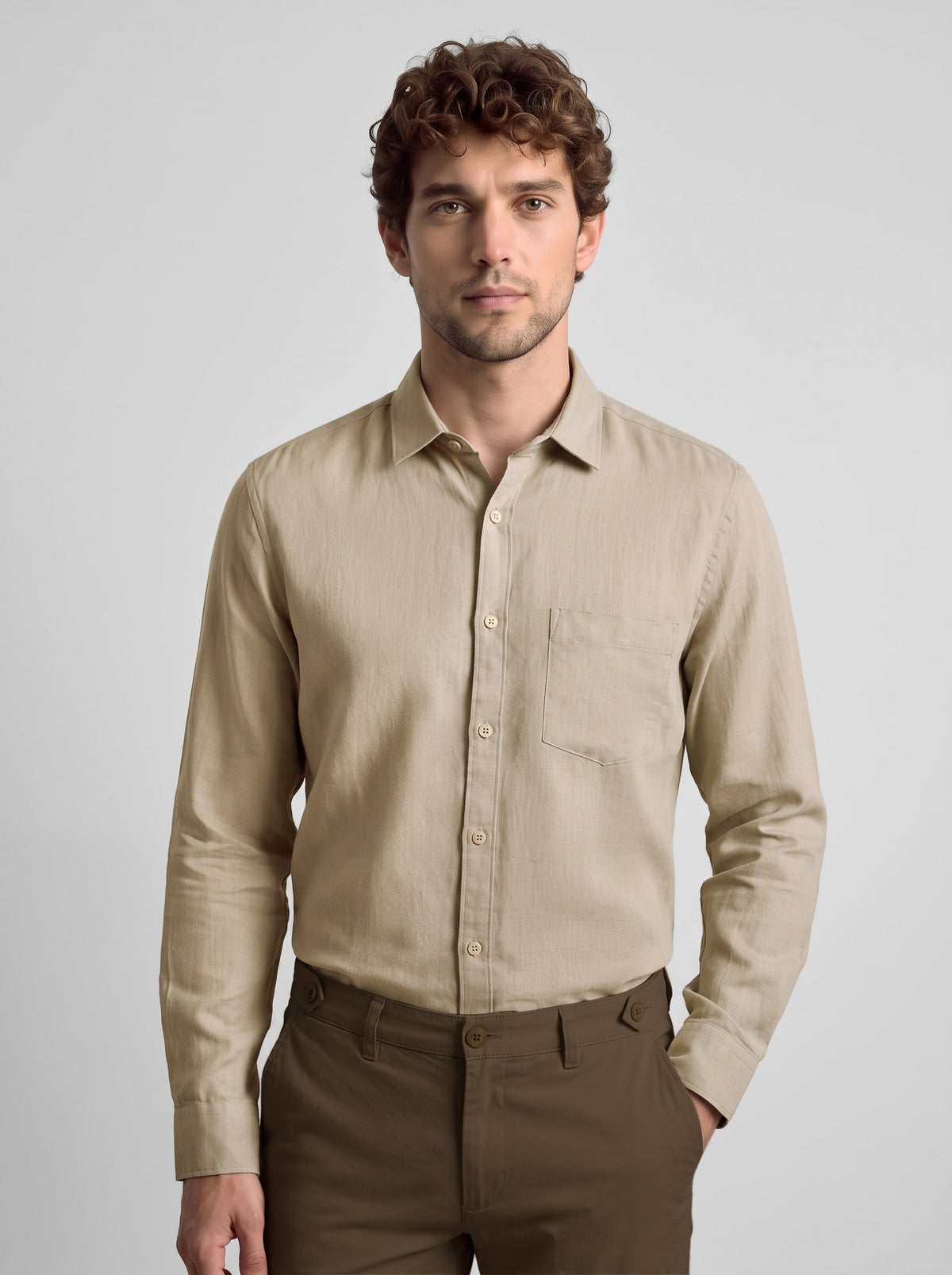 Slim Fit Shirt Beige