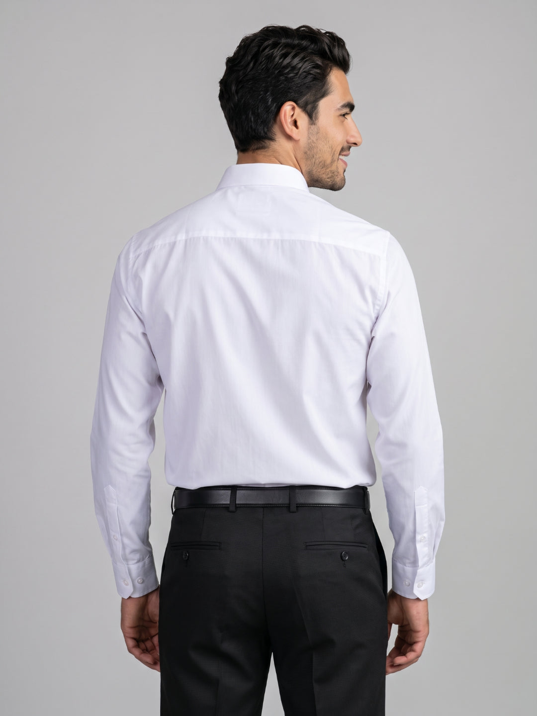 Men's Pure Cotton Solid Regular Fit Full Sleeve Formal Shirt - White