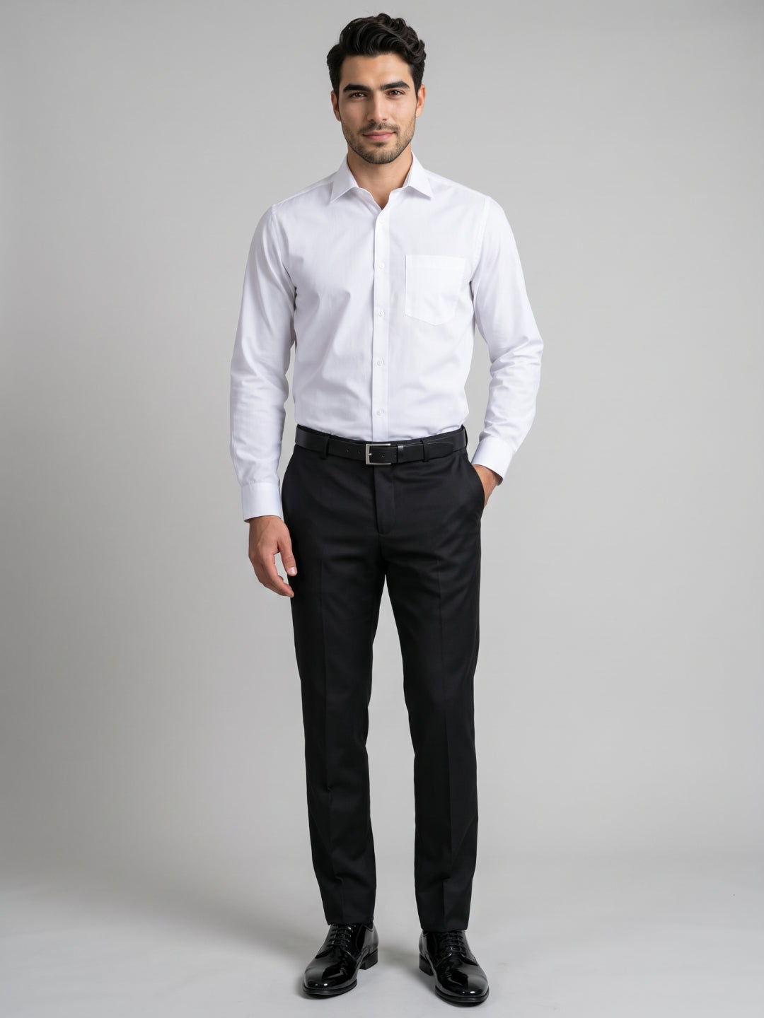 Men's Pure Cotton Solid Regular Fit Full Sleeve Formal Shirt - White