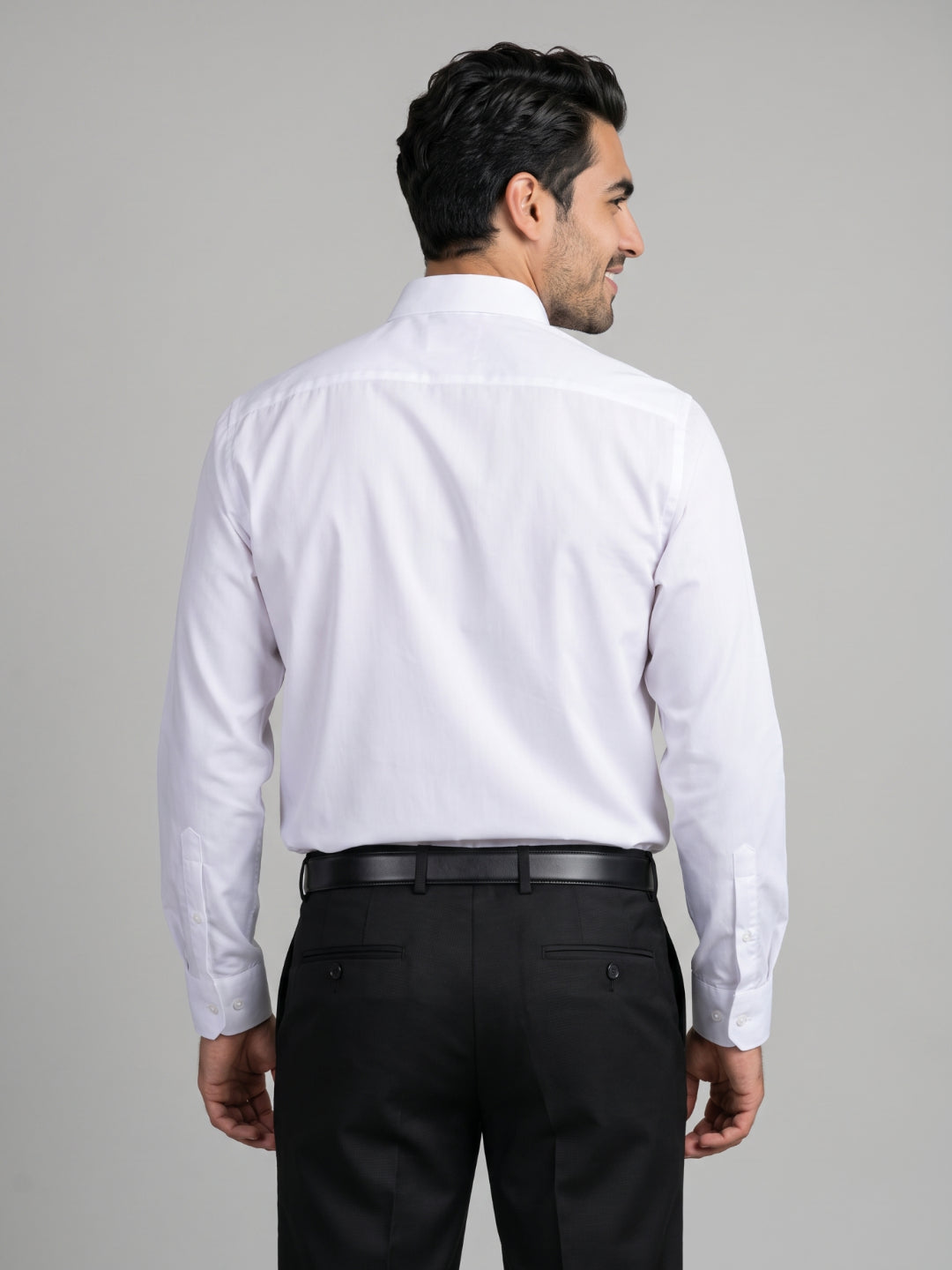 Men's Pure Cotton Solid Regular Fit Full Sleeve Formal Shirt - White