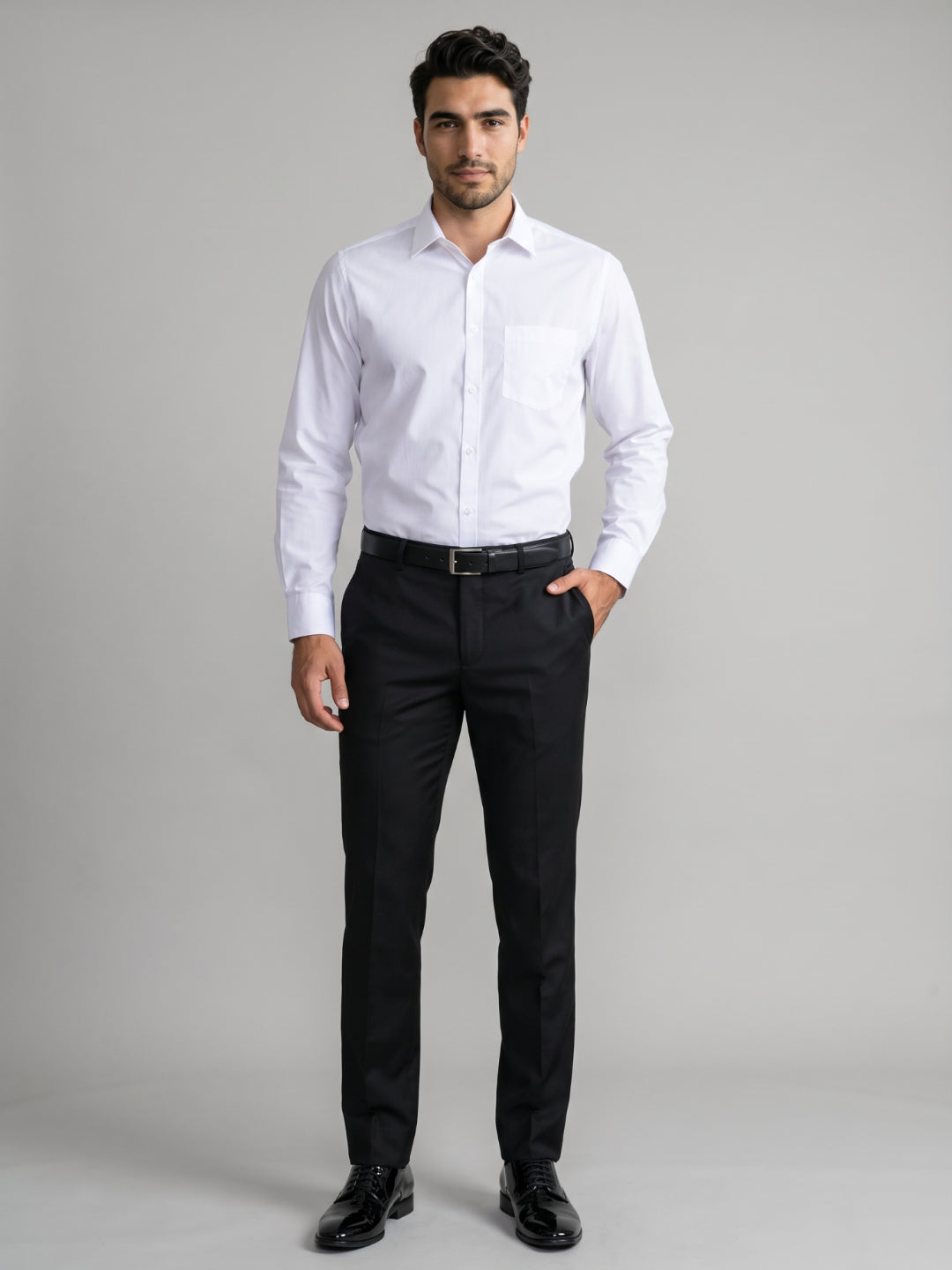 Men's Pure Cotton Solid Regular Fit Full Sleeve Formal Shirt - White