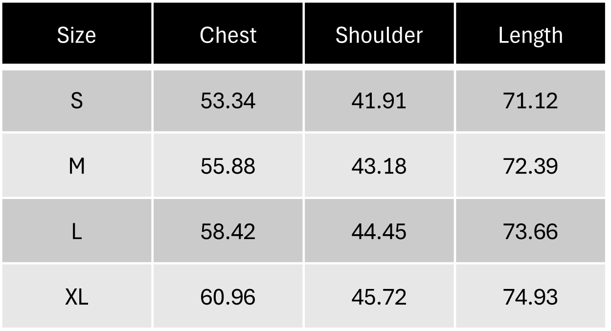 Size Chart CM