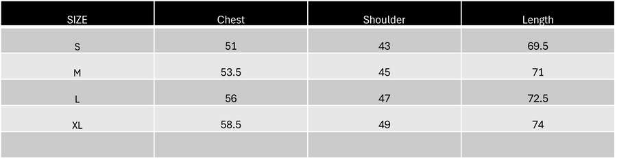 Size Chart in CM