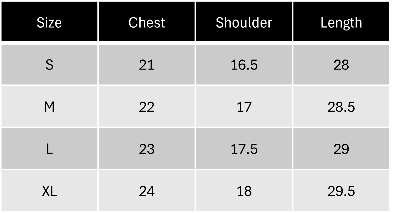 Size Chart IN