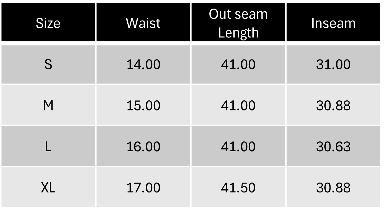 Size Chart IN